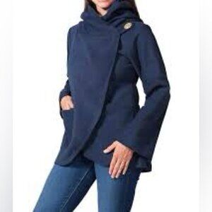 Ark Imports Asymmetrical Fleece Wrap Hoodie Jacket Sz M
